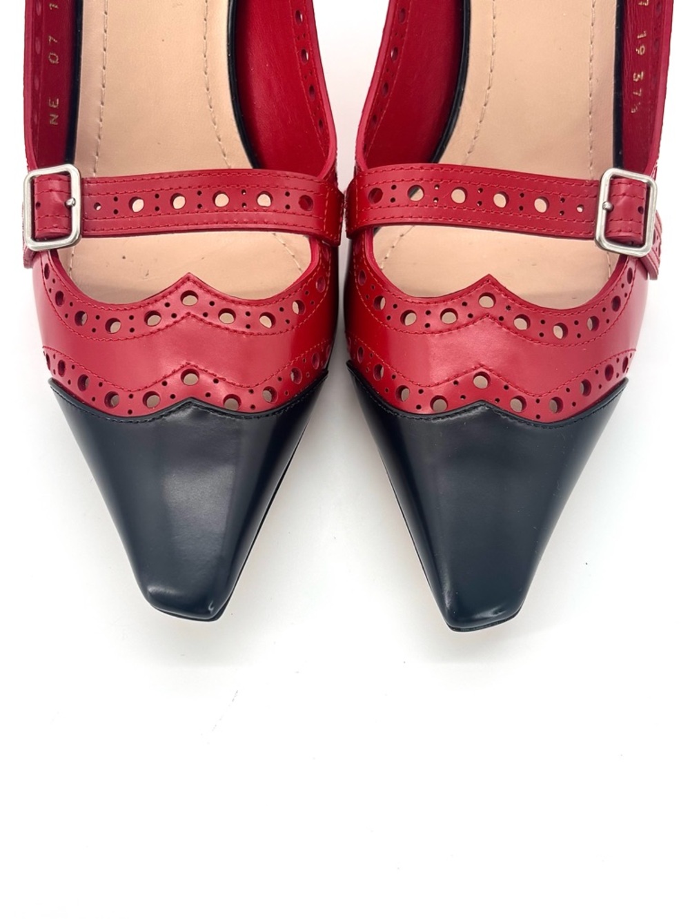 Christian Dior Spectadior Buckle Brogue Maryjane Cap Toe Pointed Toe Pumps 37.5 - Picture 6 of 9